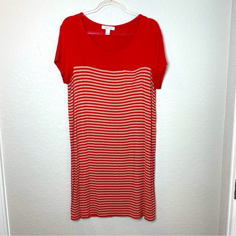 FOREVER 21 Red and Tan Striped Dress Size L